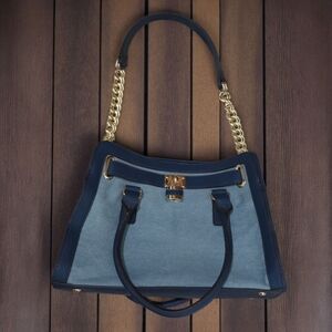 Elegant Blue and Gold Women's Handbag